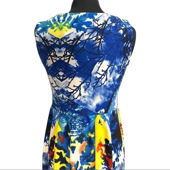 Cynthia Rowley Abstract Watercolor Fit And Flare Dress Sz 8 - Picture 9 of 12